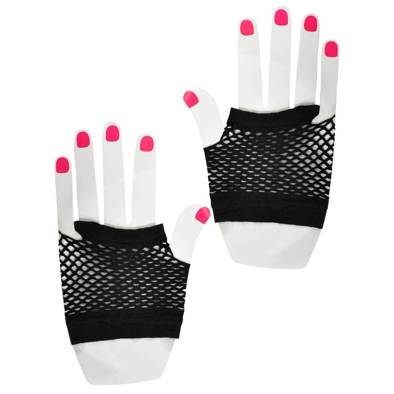 Short Black 1980s Fishnet Costume Gloves