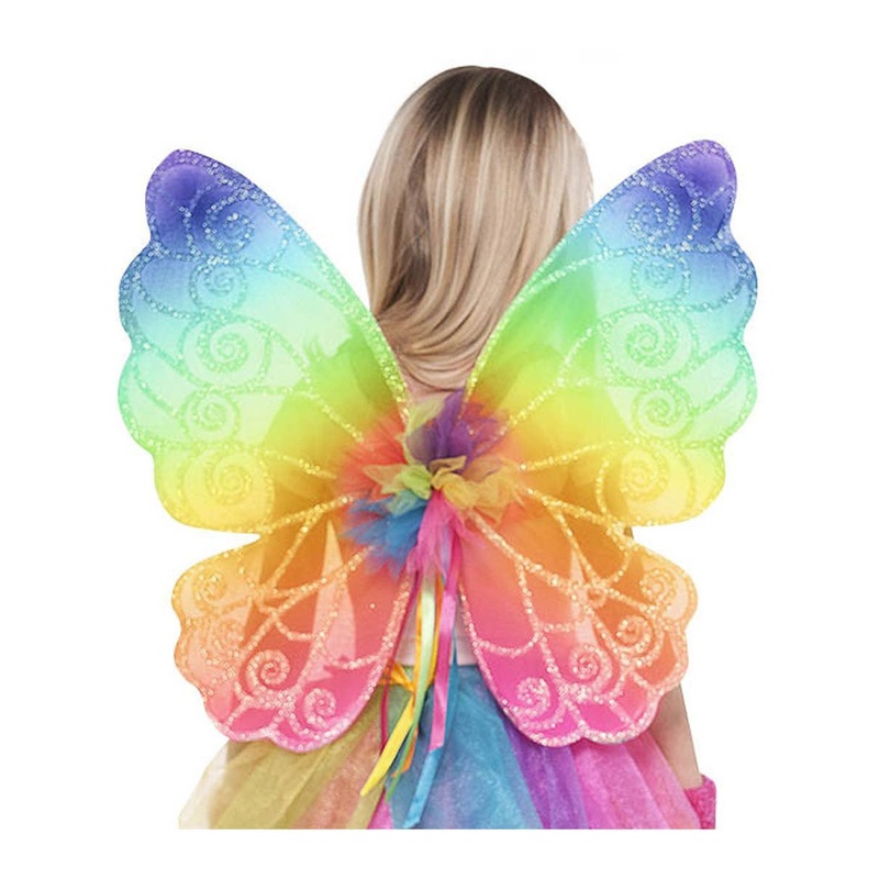 Sparkly Glitter Rainbow Kids Fairy Costume Wings