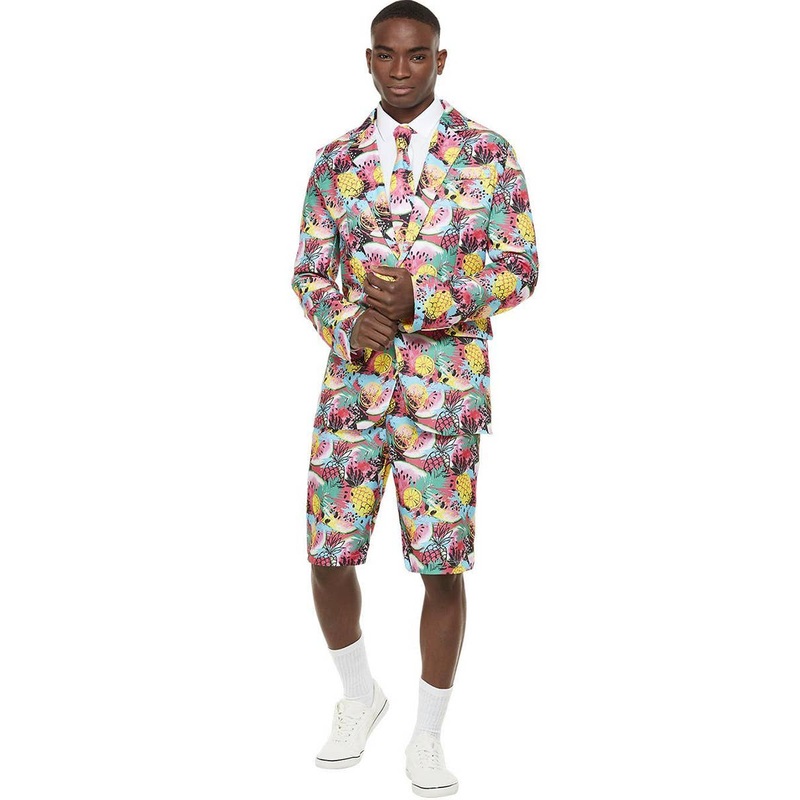 Tropical Fruit Print Mens Stand Out Shorts Costume Suit