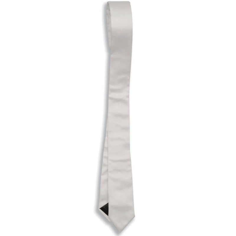 1950s White Skinny Satin Tie