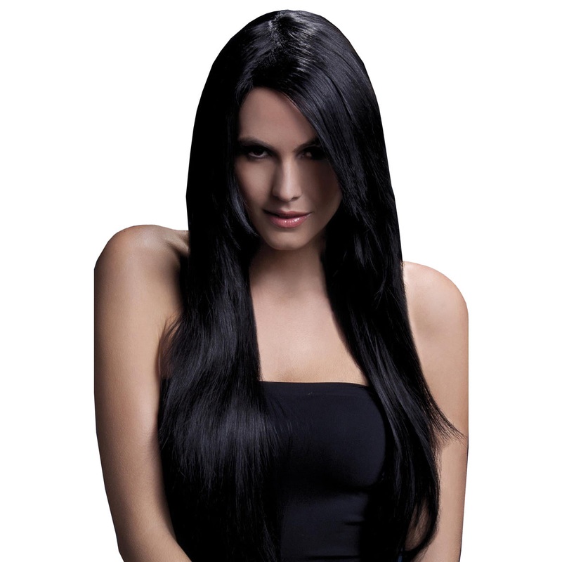 Amber Womens Long Black Heat Resistant Wig