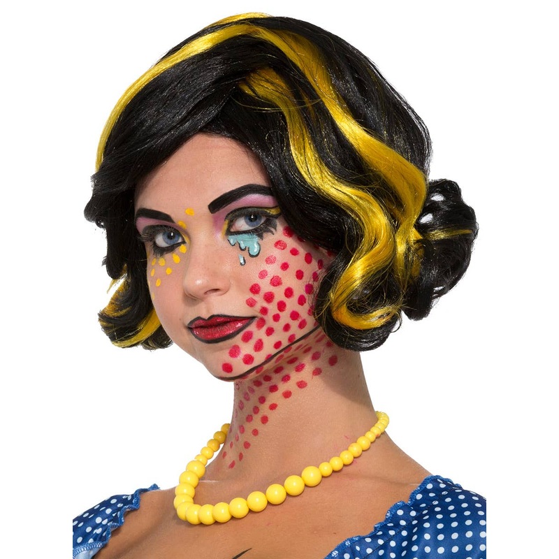 Betty Bam Black and Yellow Womens Pop Art Costume Wig