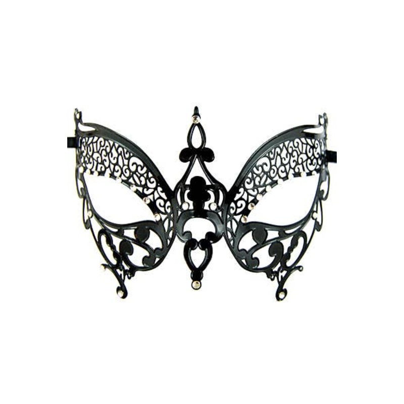 Butterfly Lightweight Black Metal Masquerade Mask