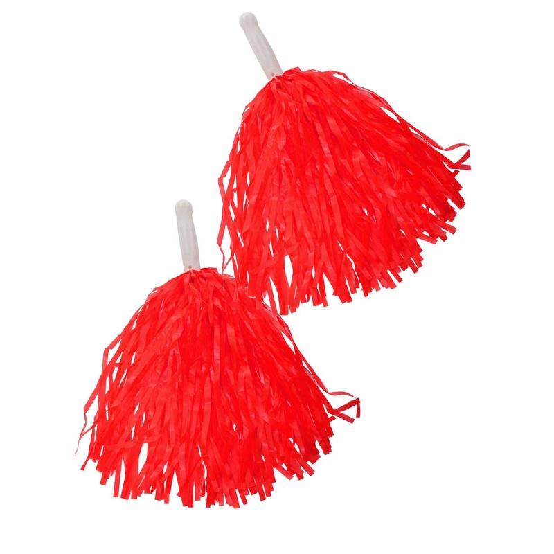 Cheerleader Matte Red Pom Poms Costume Accessory