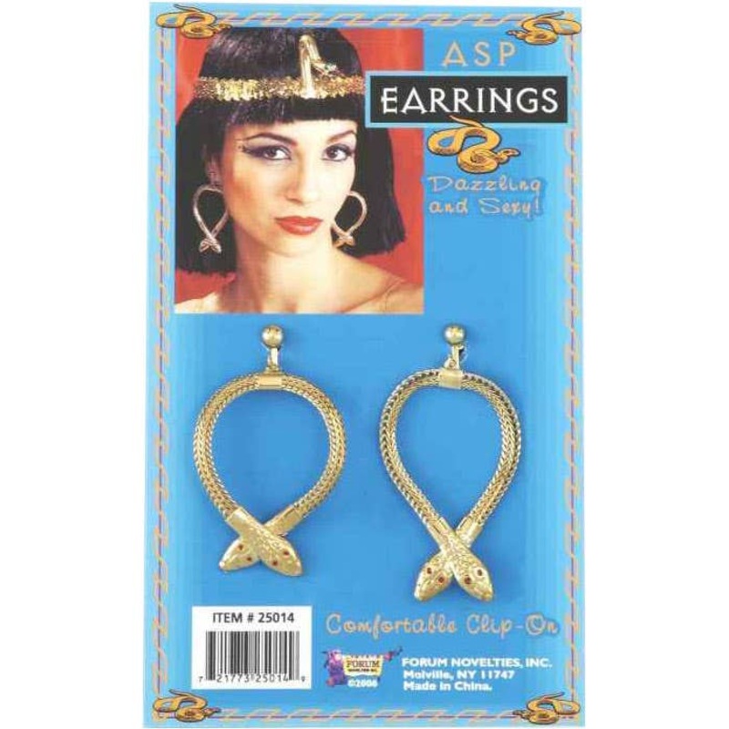 Cleopatra Gold Asp Clip-On Earrings