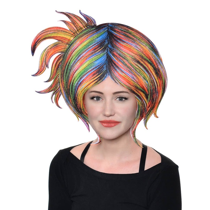 Cute Rainbow 2D Cartoon Style Costume Wig