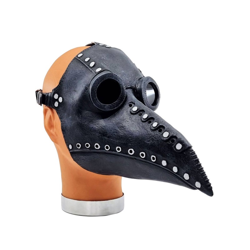 Deluxe Black Latex Plague Doctor Halloween Costume Mask