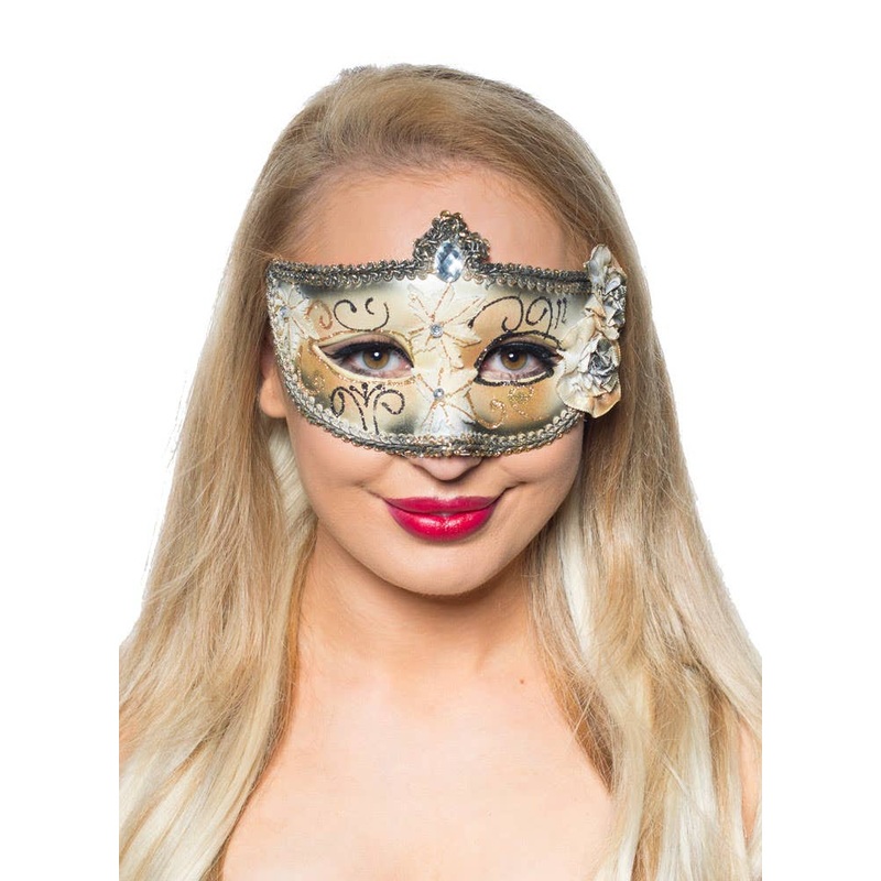 Edwardian Black and Ivory Adults Masquerade Mask