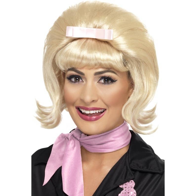 Flicked Beehive Blonde Bob Costume Wig