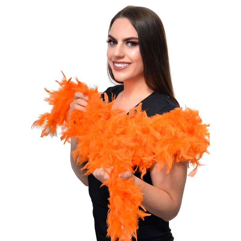 Fluffy Neon Orange Feather Boa Costume Accessory