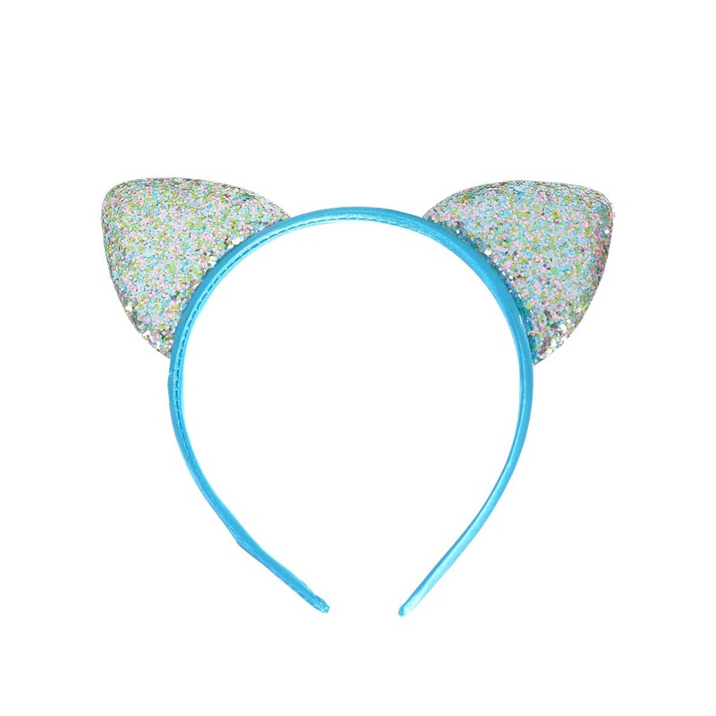 Glittery Pastel Blue Cat Ears Costume Headband