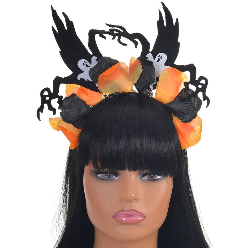 Haunted Orange and Black Halloween Costume Headband