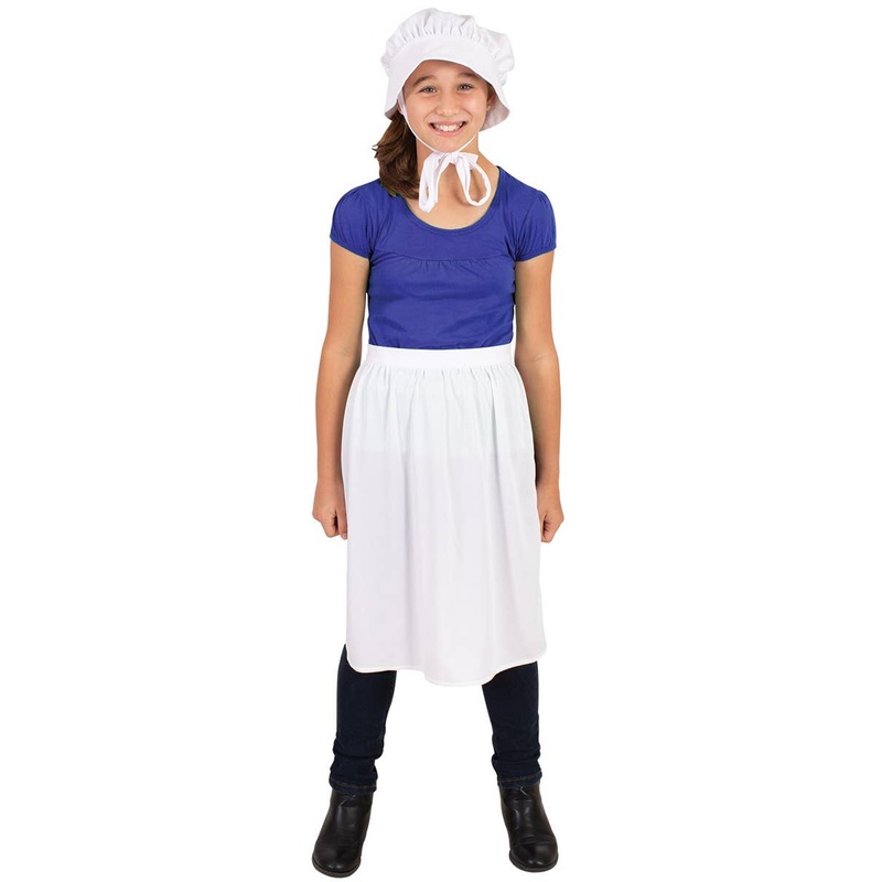 Historical Girls Colonial Bonnet and Apron Costume Set