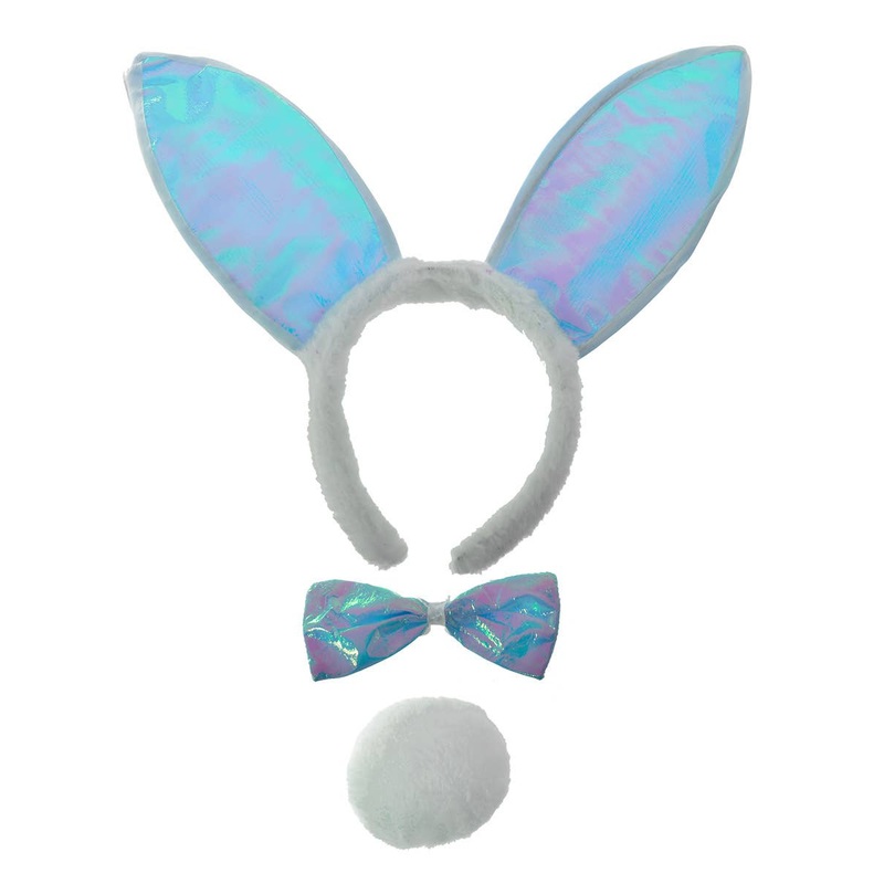 Iridescent Blue Bunny Ears Costume Accessory Set