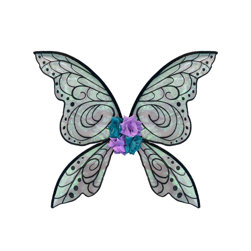 Iridescent Green and Black Shimmery Fairy Costume Wings