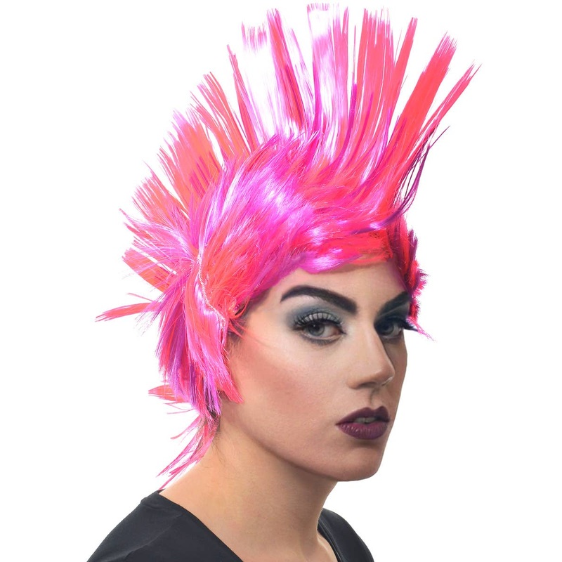 Jumbo Pink and Purple Adults Punk Mohawk Costume Wig