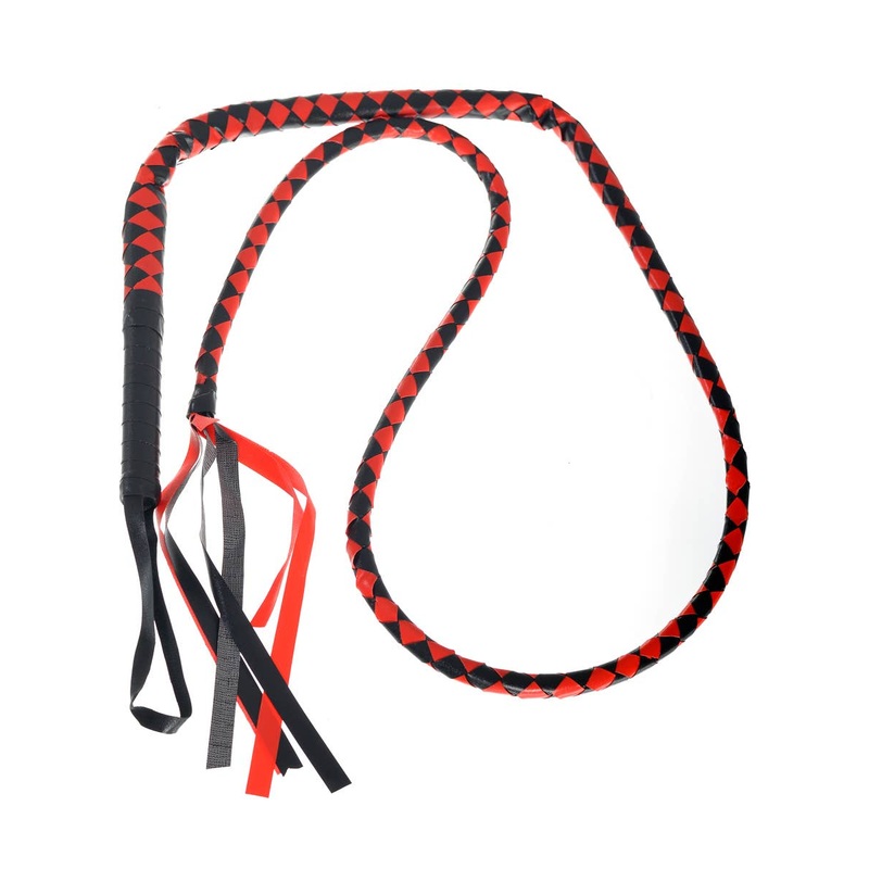 Long Red and Black Harlequin Whip Costume Weapon