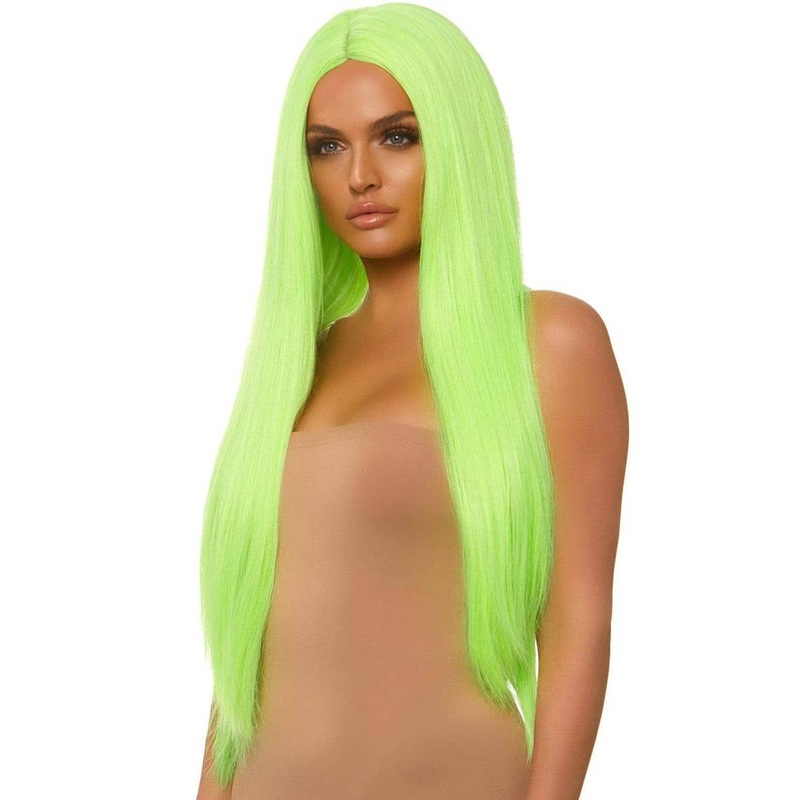 Long UV Reactive Green Womens 83cm Costume Wig