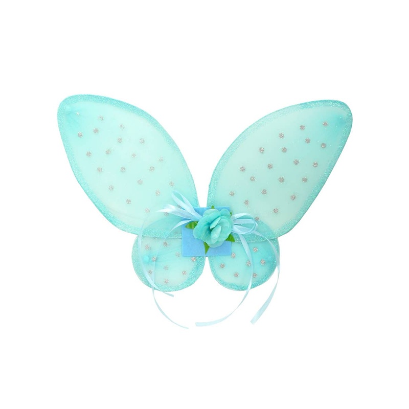 Magical Blue Glitter Girls Fairy Costume Wings