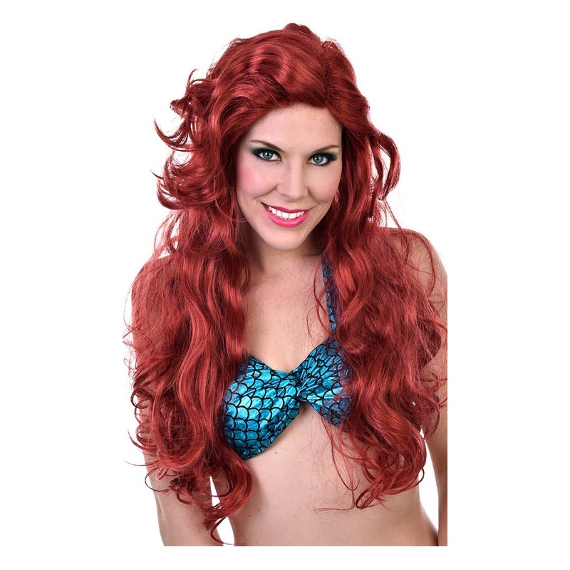 Mermaid Womens Wavy Red Costume Wig