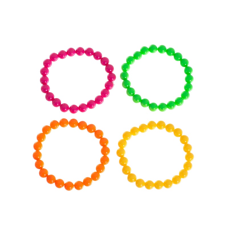 Neon Beaded 4 Pack 1980s Bracelets