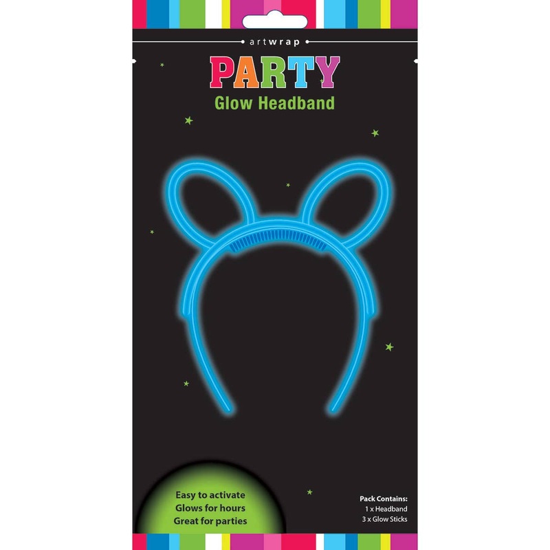 Neon Blue Glow In The Dark Bunny Ears Glow Stick Headband