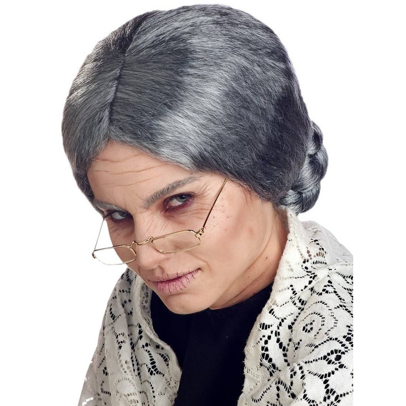 Old Lady Womens Grey Grandma Costume Wig