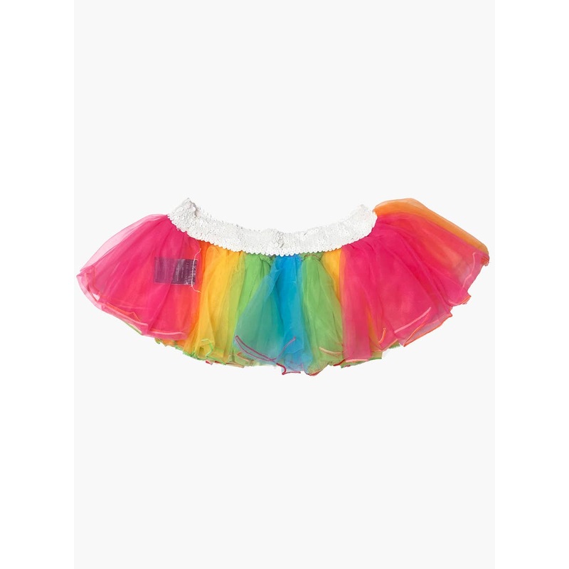 Sequinned Elastic Rainbow Womens Half Tutu - One Size