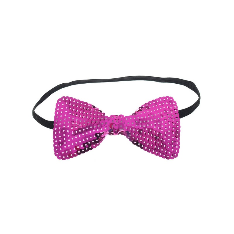 Sequinned Pink Bow Tie Costume Accessory