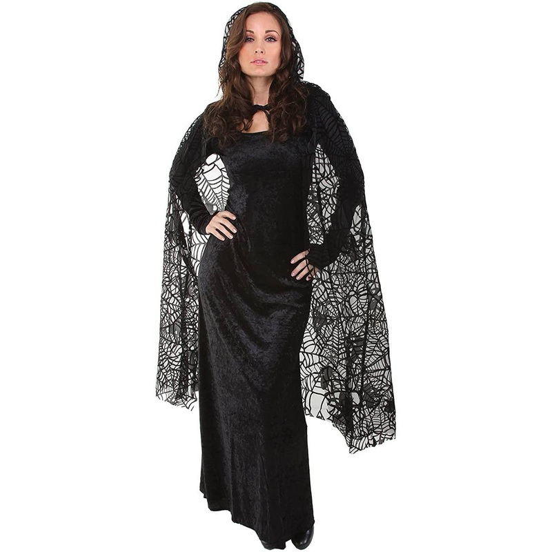 Sheer Black Spiderweb Halloween Costume Cape