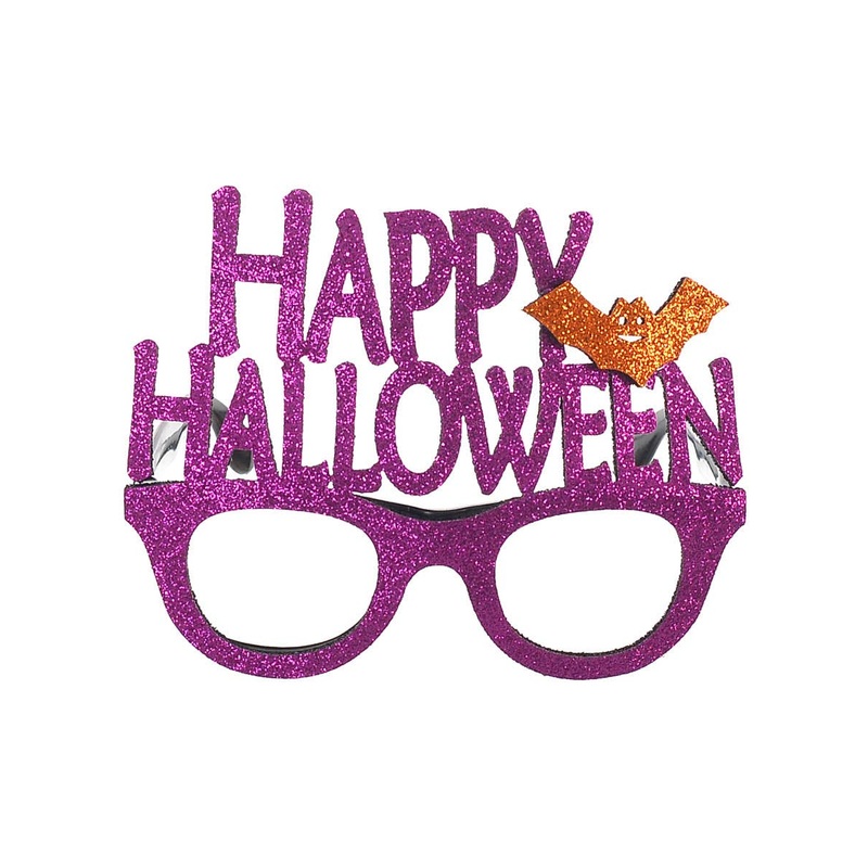 Sparkly Fuchsia and Orange Happy Halloween Costume Glasses