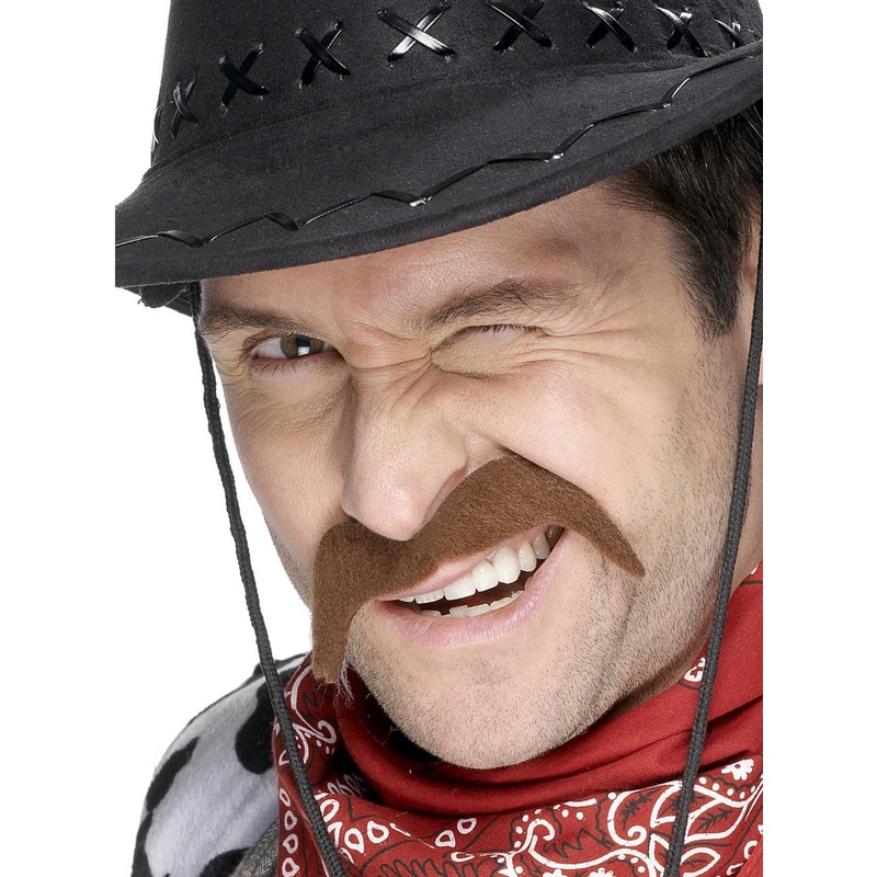 Wild West Brown Cowboy Sheriff Costume Moustache