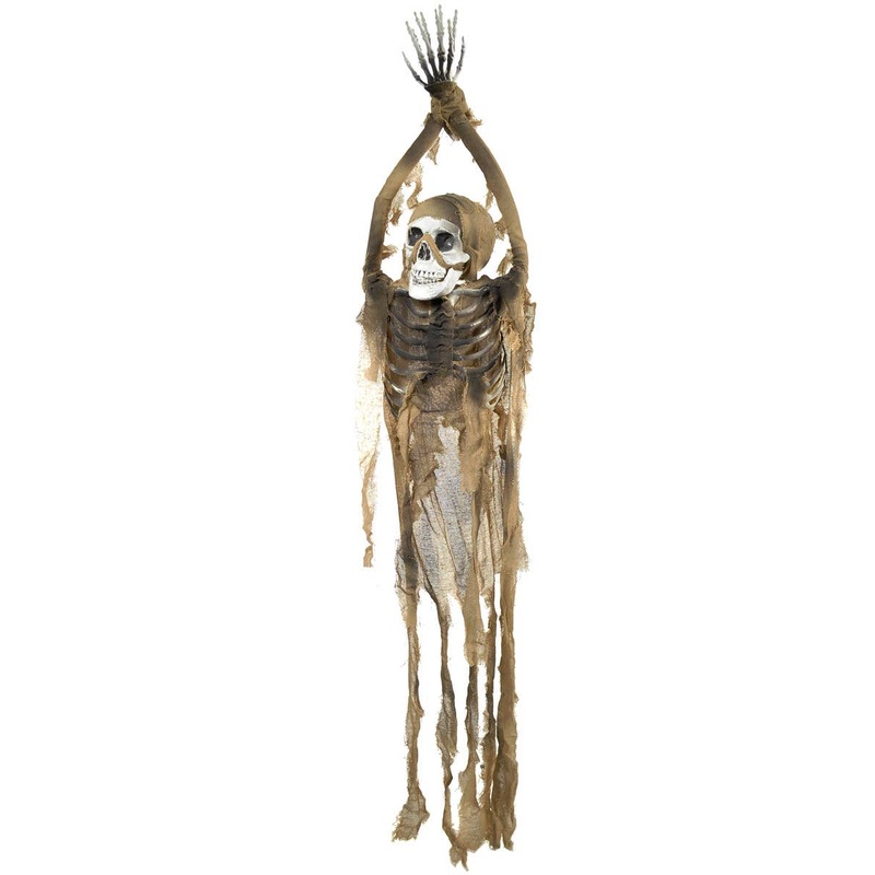 Animated Hanging Skeleton Torso Halloween Decoration with Lights
