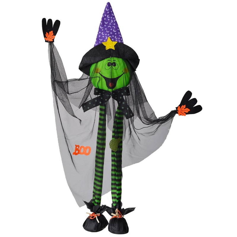 Cute Black Witch Child Friendly Standing Halloween Decoration
