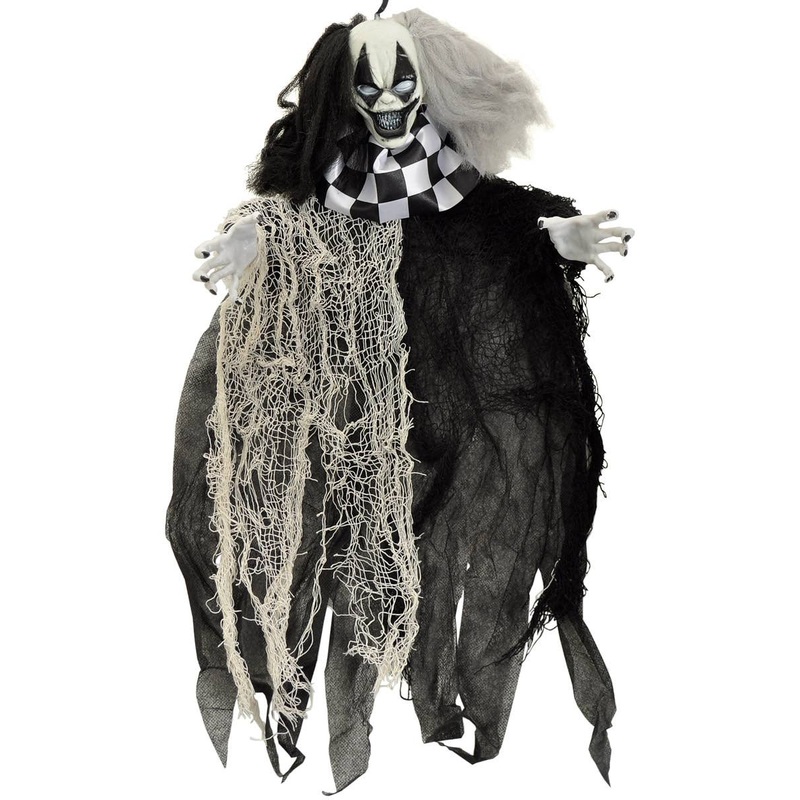 Evil Black and White Clown 57cm Hanging Halloween Decoration