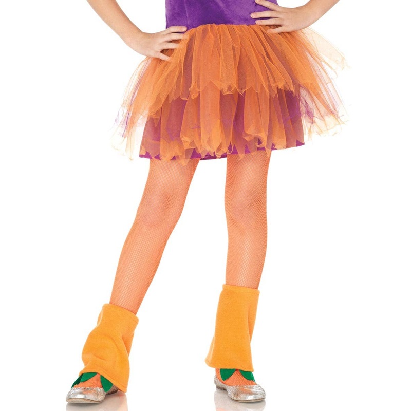 Fishnet Girls Neon Orange Costume Stockings