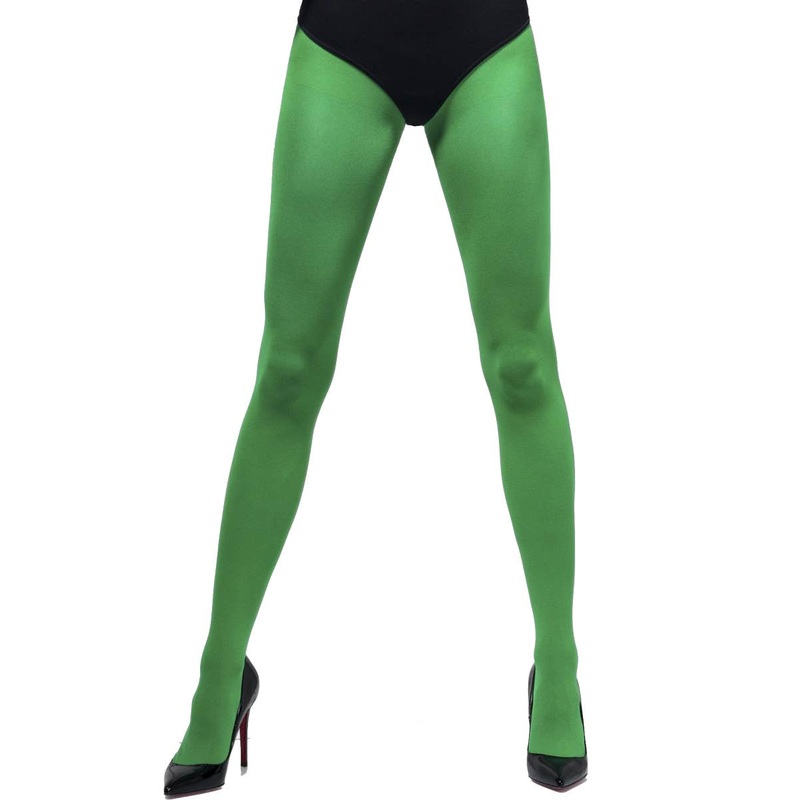 Full Length Green Opaque Womens Costume Stockings