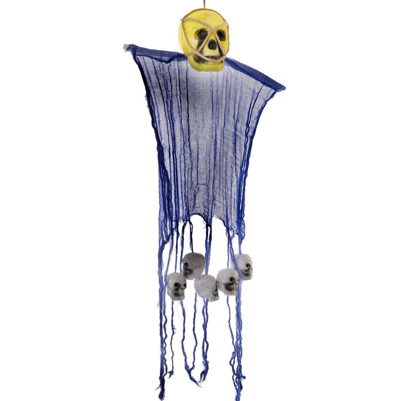 Hanging Yellow and Blue Skull Halloween Decoration