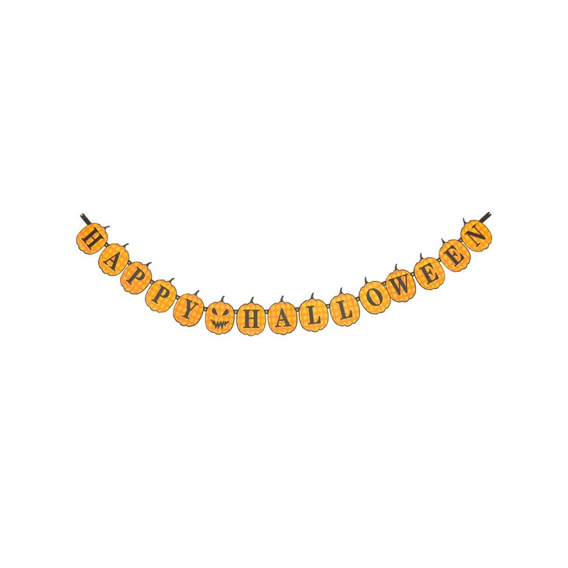 Happy Halloween Orange Pumpkins Banner Decoration