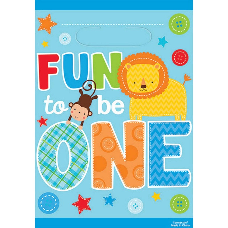One Wild Boy 1st Birthday 8 Pack Blue Loot Bags