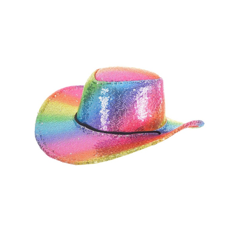 Rainbow Sequinned Cowgirl Costume Hat