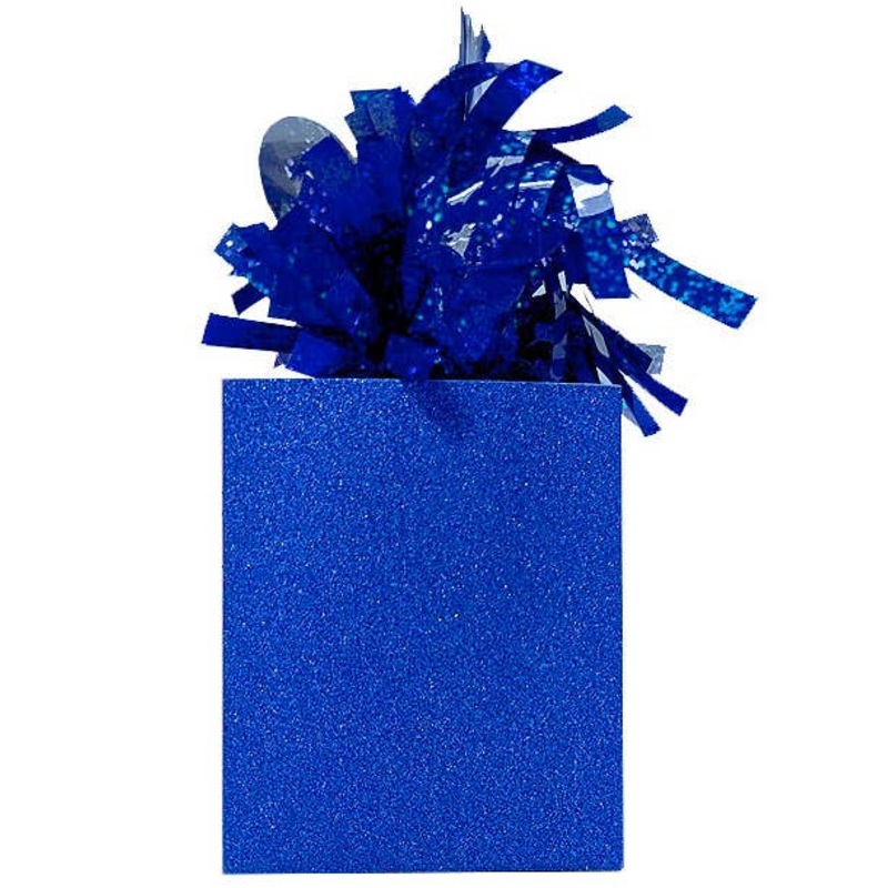 Royal Blue Holographic and Glitter 15cm Box Balloon Weight