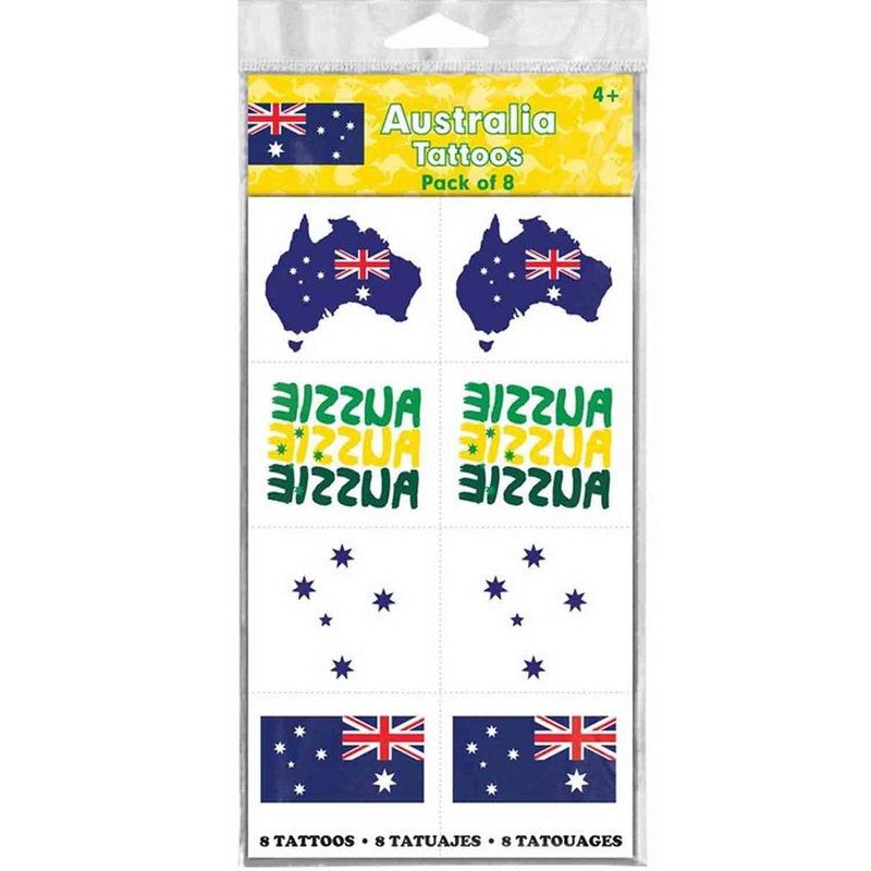 Sheet of Assorted Australia Day Tattoos