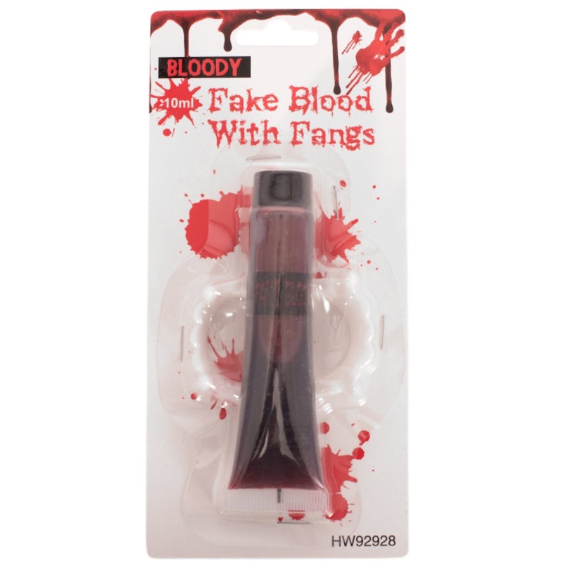 Vampire 10ml Fake Blood And Fangs Halloween Set