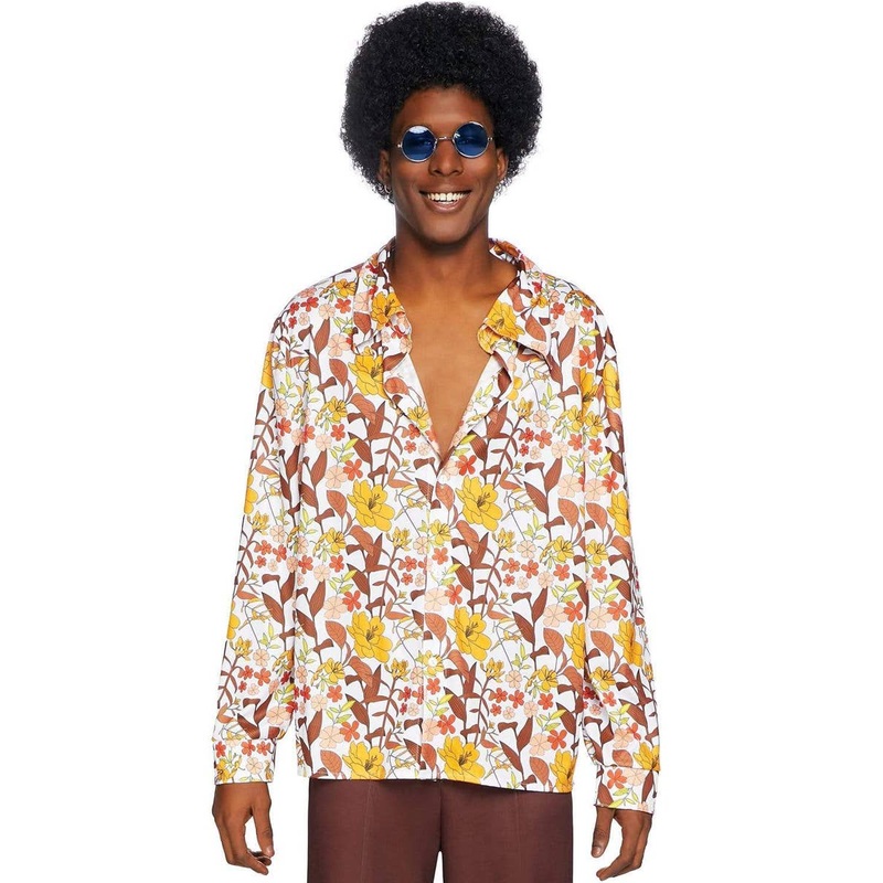 70s Mens Floral Hippie Costume Shirt