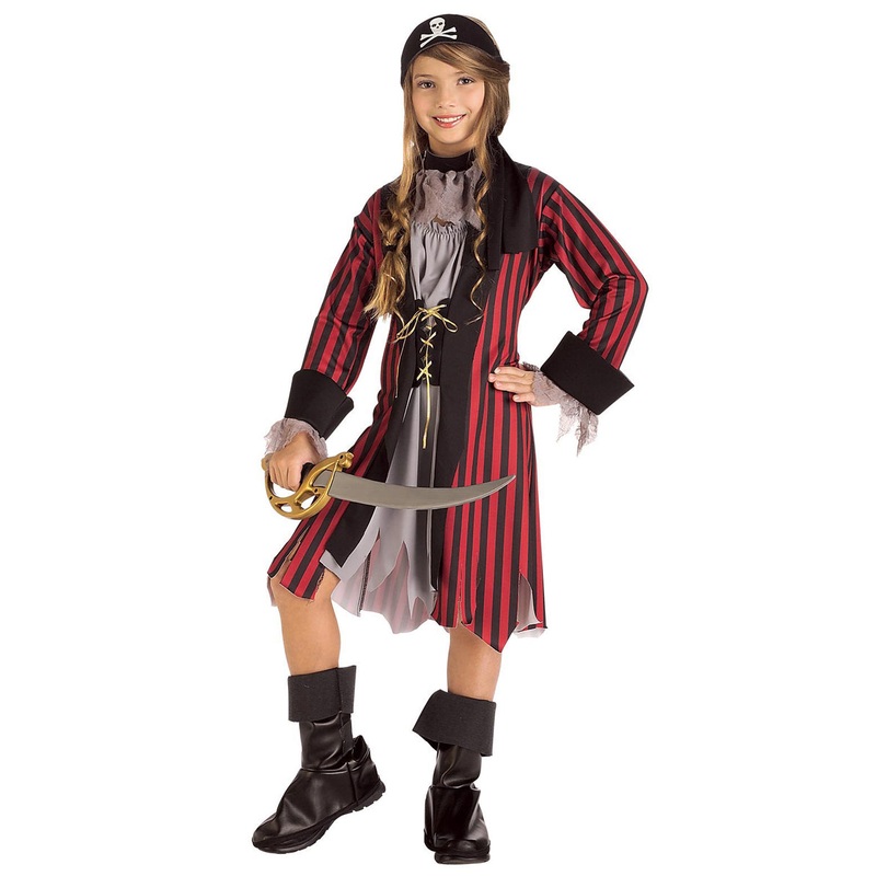 Caribbean Princess Girls Striped Pirate Costume