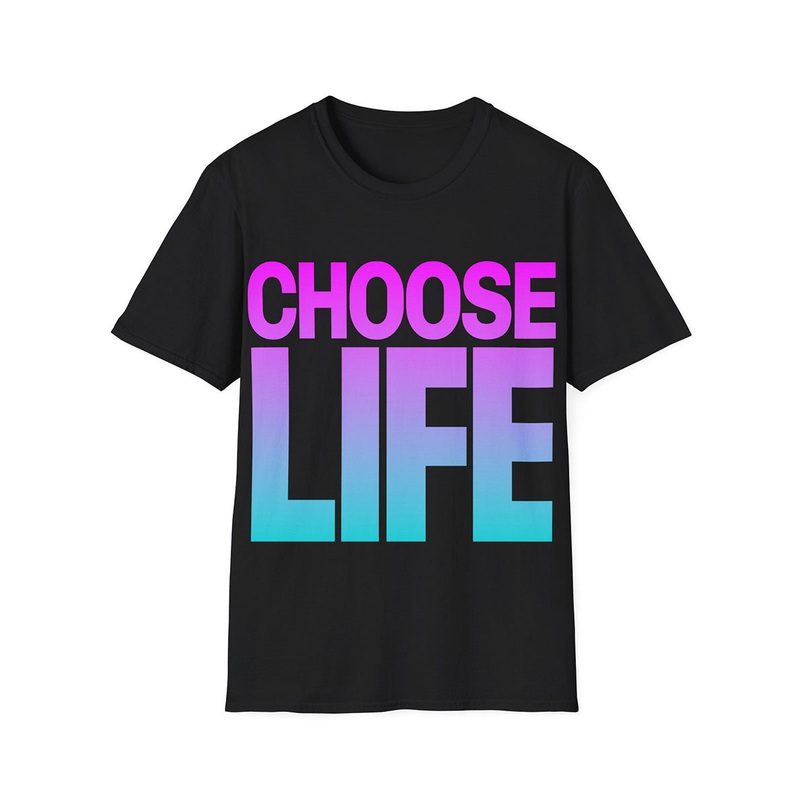 Choose Life Pink and Blue Gradient 80s Costume Shirt