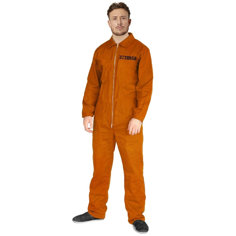 Classic Mens Orange Zip Up Prisoner Jumpsuit