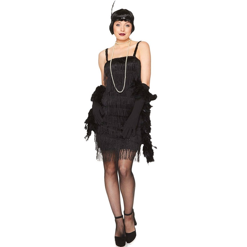 Flapper Girl Womens Black 1920s Costume