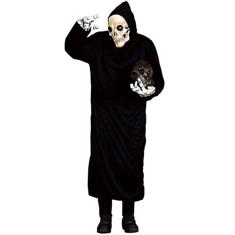 Hooded Black Horror Robe Mens Basic Halloween Costume